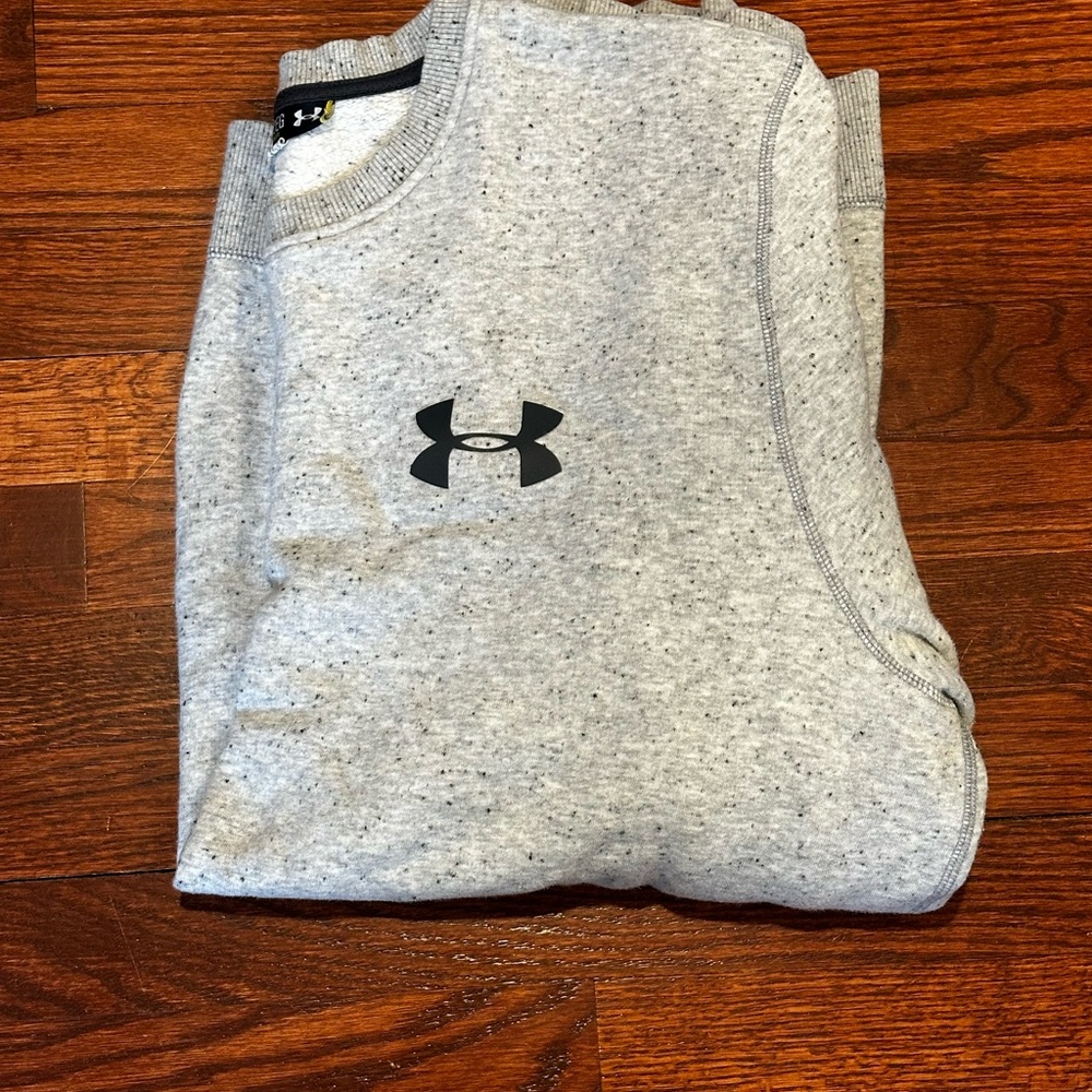 Under Armour Light Gray Speckled Pullover Sweatshirt with Black Logo
